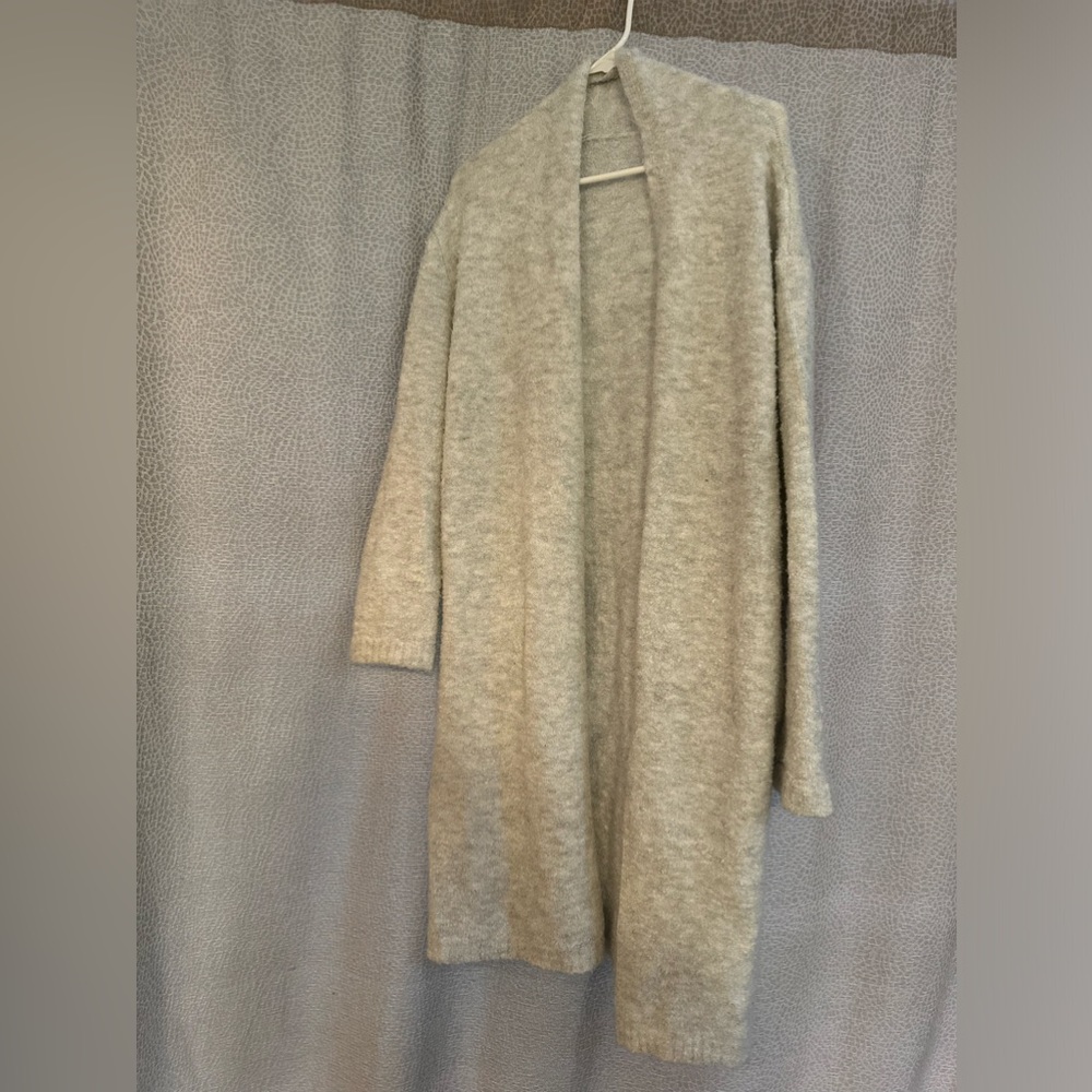 Grey flyaway open sweater long